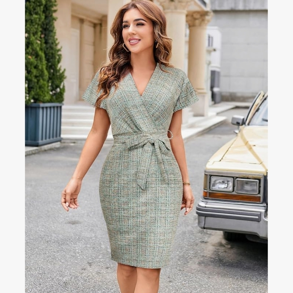 Chic Wrap-Style Dress with Tie Belt
